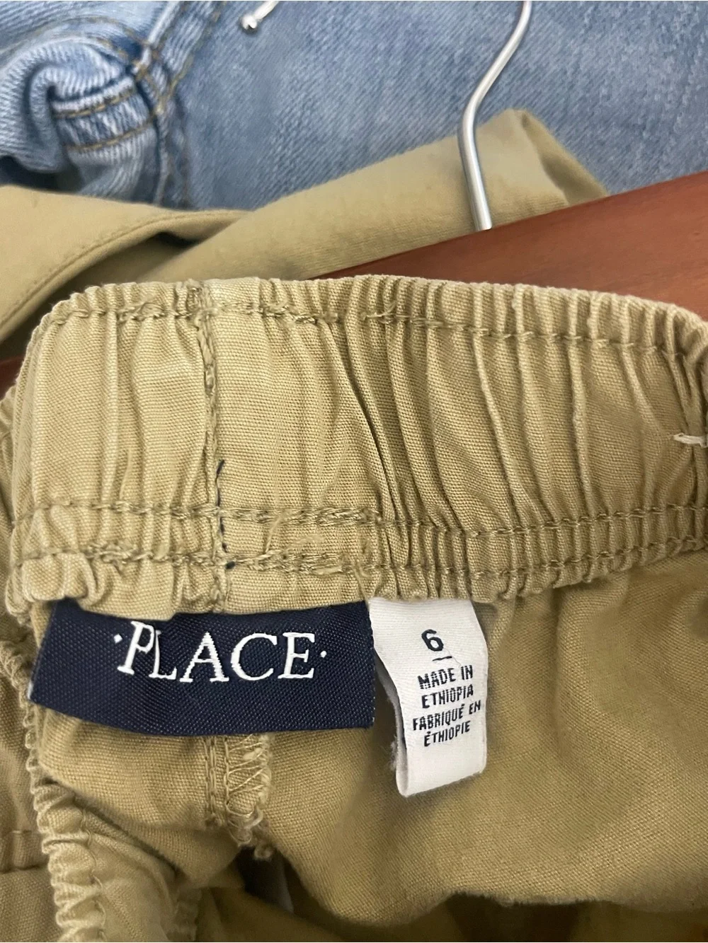 The Children's Place Khaki Jogger Pants White Drawstring Adjustable Waist Size 6
